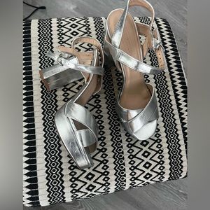 Silver, platform sandals